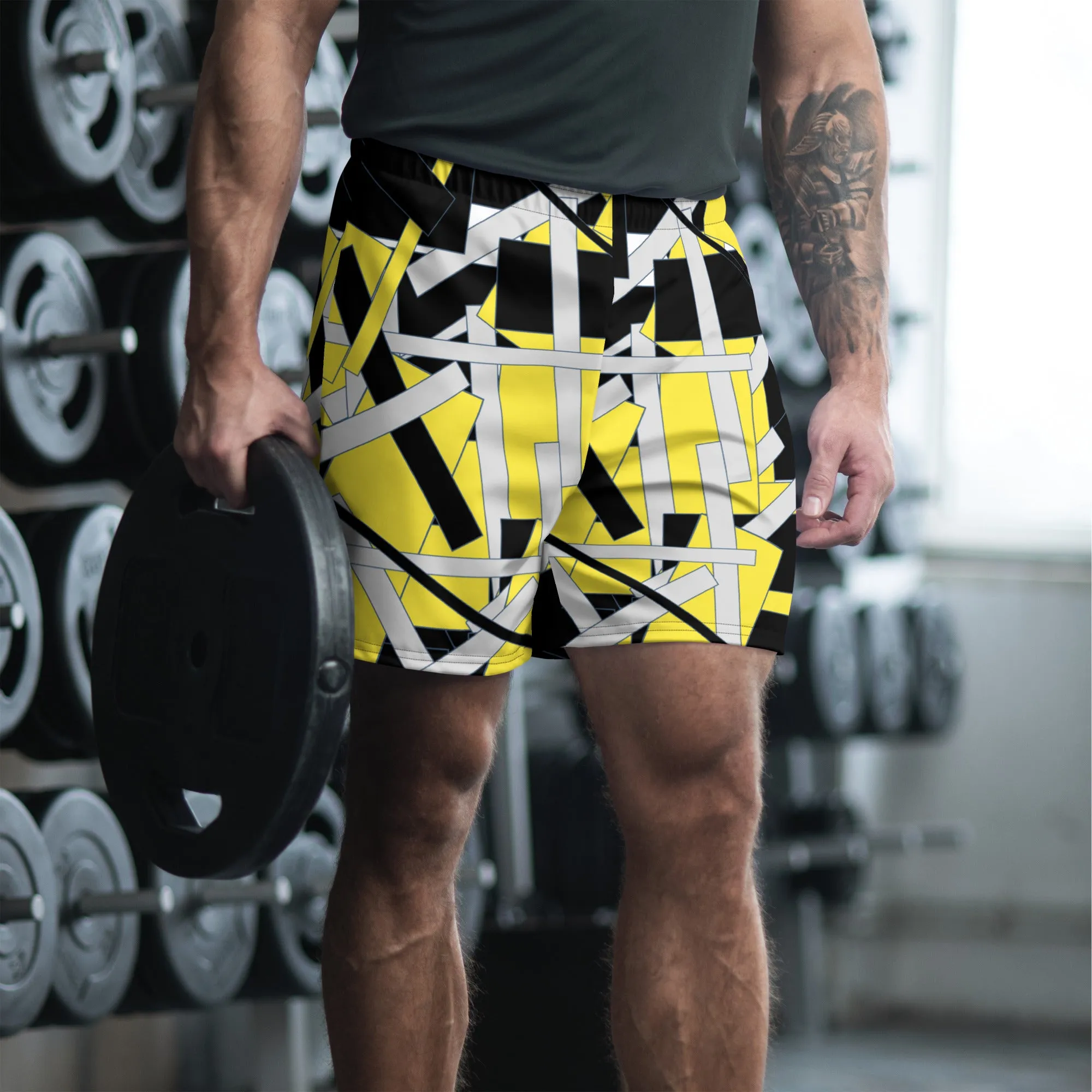 Yellow Geometric Men's Athletic Shorts