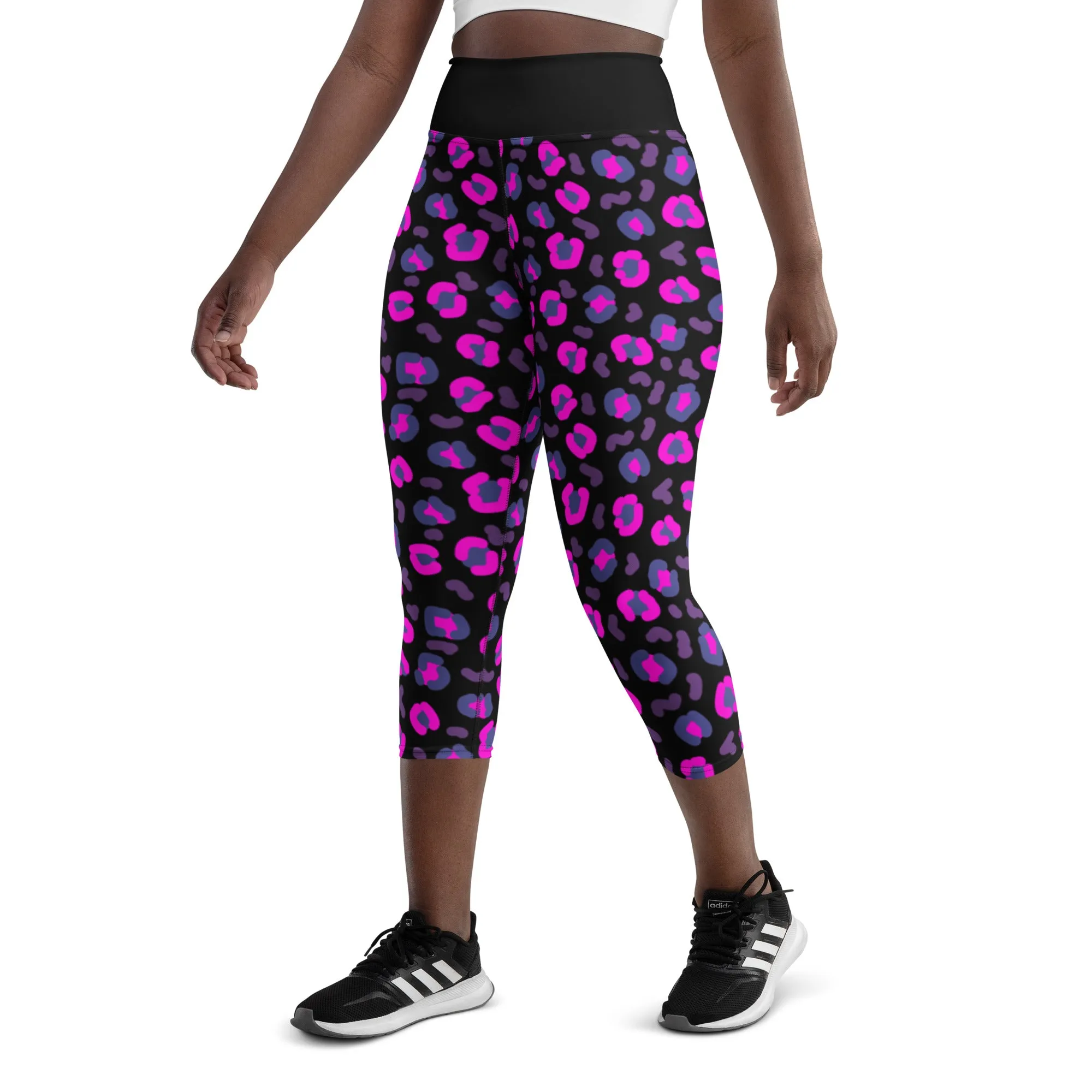 Yoga Capri Leggings, Leopard Skin Purple