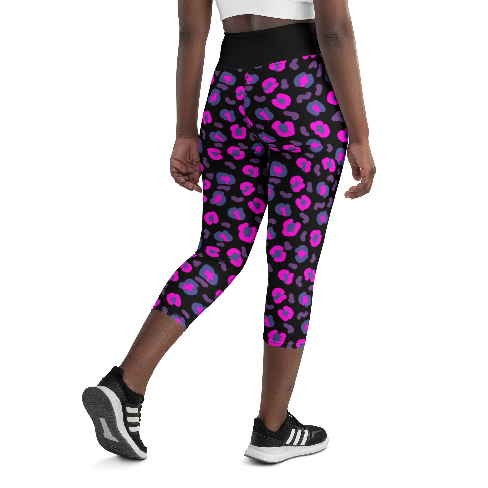 Yoga Capri Leggings, Leopard Skin Purple