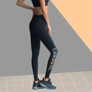 Yoga Gym Golden/Silver Letter Printed Leggings