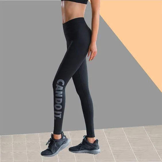 Yoga Gym Golden/Silver Letter Printed Leggings