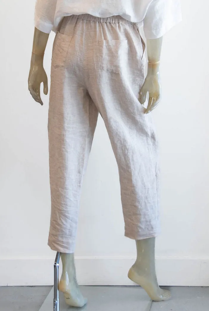 Yuvita Oatmeal Tapered Linen Pant