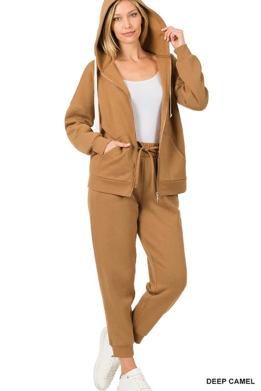 Zipper Hoodie Sweat Jacket & Pants Set