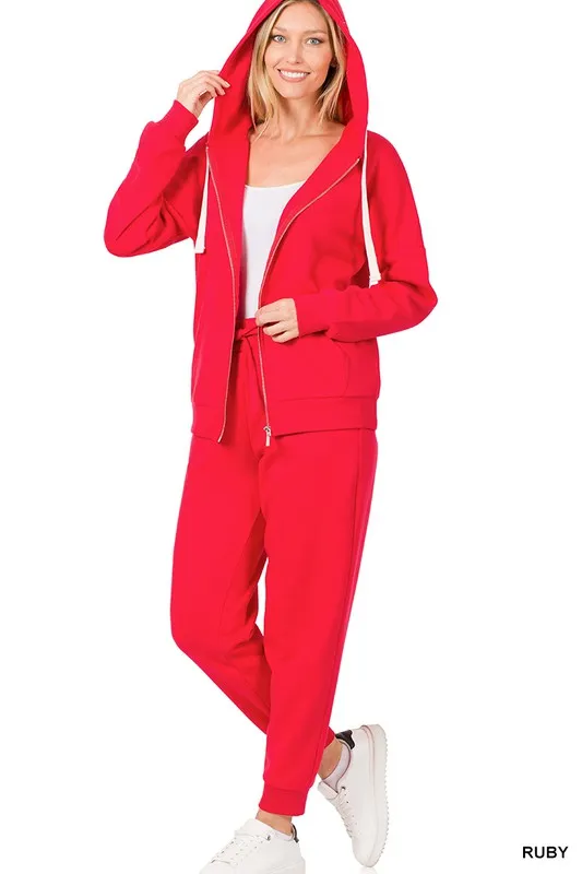 Zipper Hoodie Sweat Jacket & Pants Set