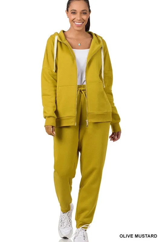 Zipper Hoodie Sweat Jacket & Pants Set