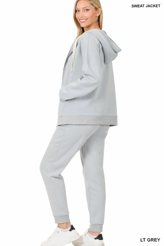 Zipper Hoodie Sweat Jacket & Pants Set