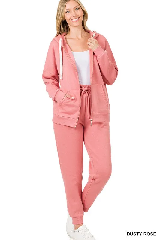 Zipper Hoodie Sweat Jacket & Pants Set
