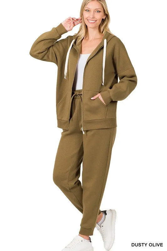 Zipper Hoodie Sweat Jacket & Pants Set