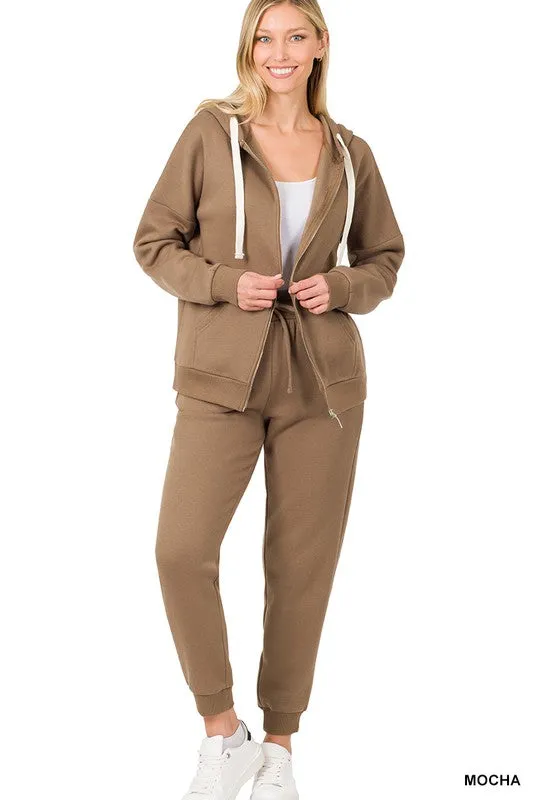 Zipper Hoodie Sweat Jacket & Pants Set