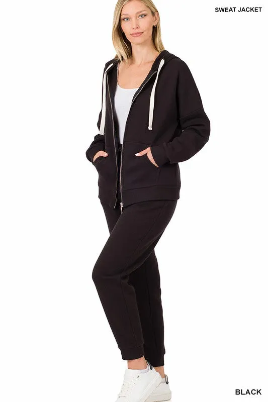 Zipper Hoodie Sweat Jacket & Pants Set