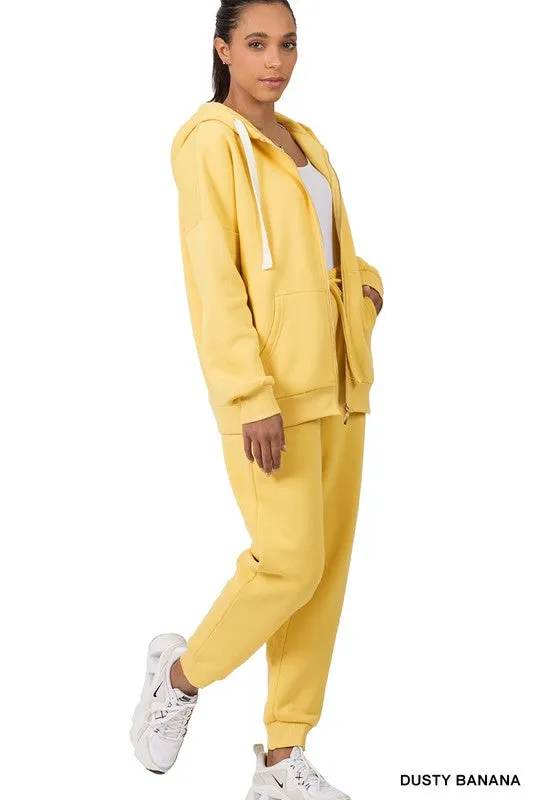 Zipper Hoodie Sweat Jacket & Pants Set