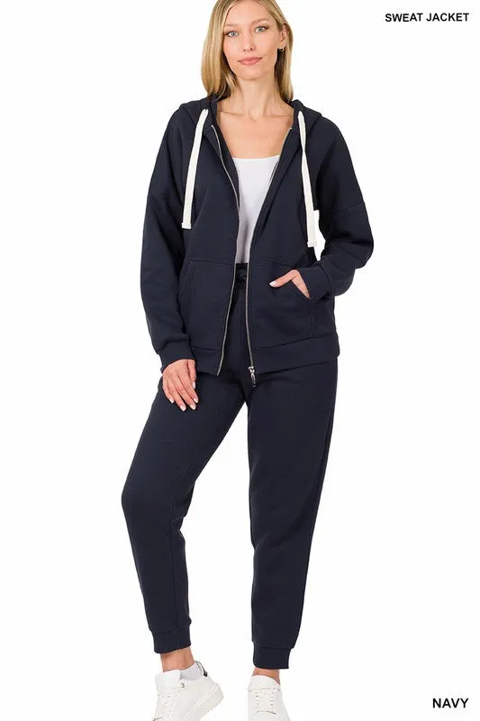 Zipper Hoodie Sweat Jacket & Pants Set