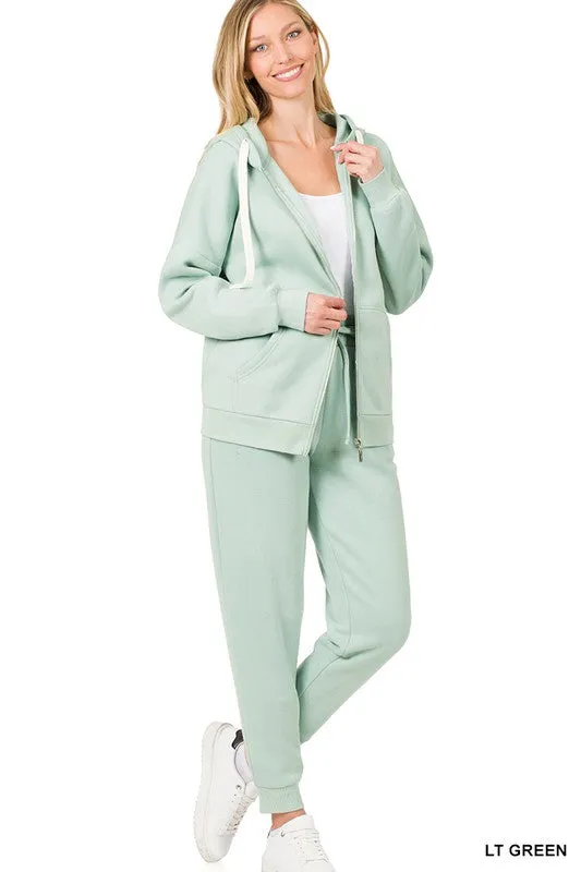 Zipper Hoodie Sweat Jacket & Pants Set