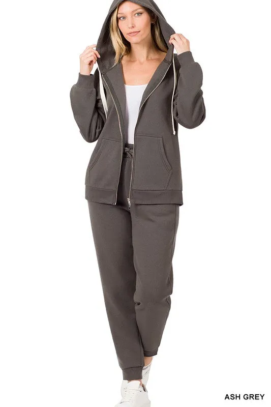 Zipper Hoodie Sweat Jacket & Pants Set