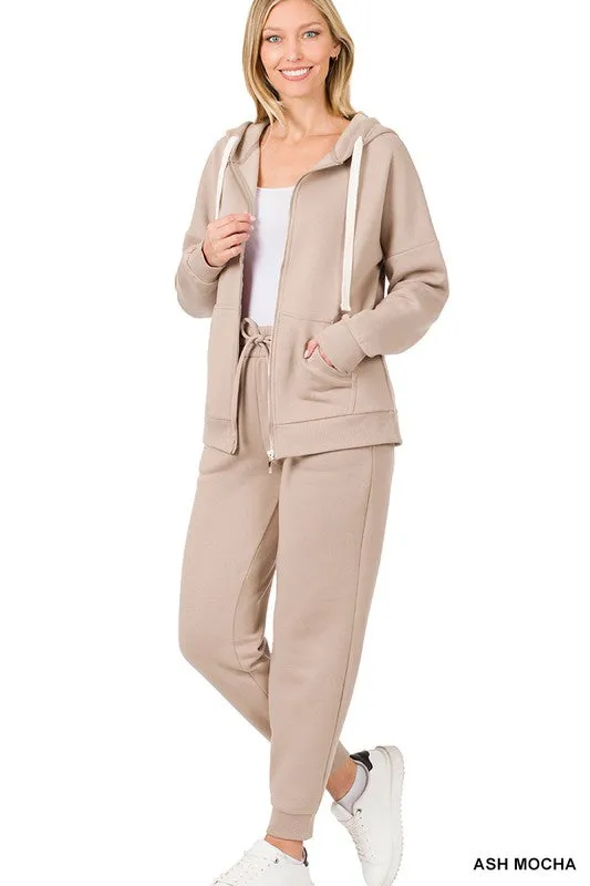 Zipper Hoodie Sweat Jacket & Pants Set