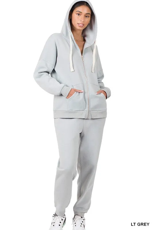 Zipper Hoodie Sweat Jacket & Pants Set