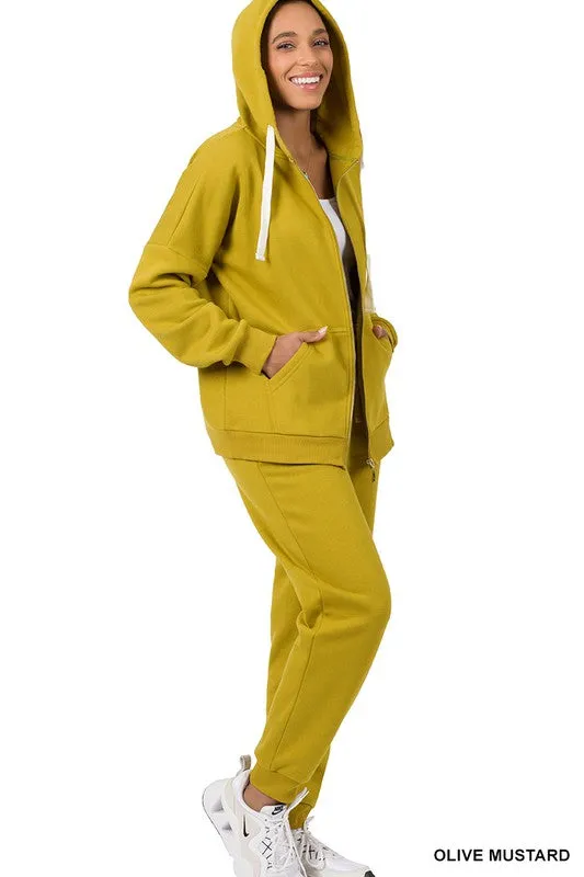 Zipper Hoodie Sweat Jacket & Pants Set