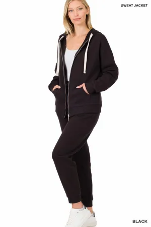 Zipper Hoodie Sweat Jacket & Pants Set