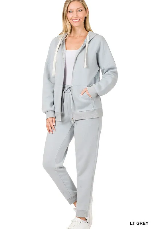 Zipper Hoodie Sweat Jacket & Pants Set