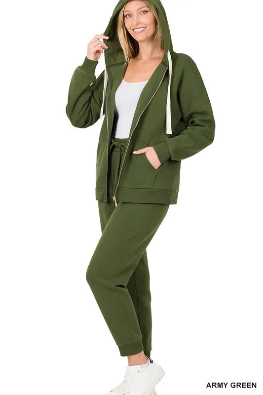 Zipper Hoodie Sweat Jacket & Pants Set