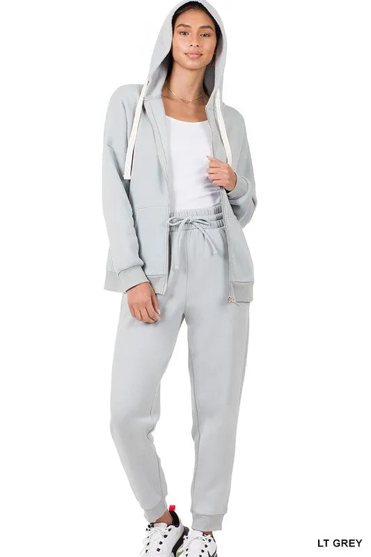Zipper Hoodie Sweat Jacket & Pants Set